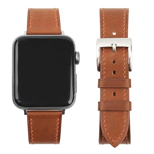 Bands Compatible with Apple Watch Band 49mm 45mm 44mm 42mm 41mm 40mm 38mm Men Woman Barenia Leather Wristband Replacement Band Compatible with