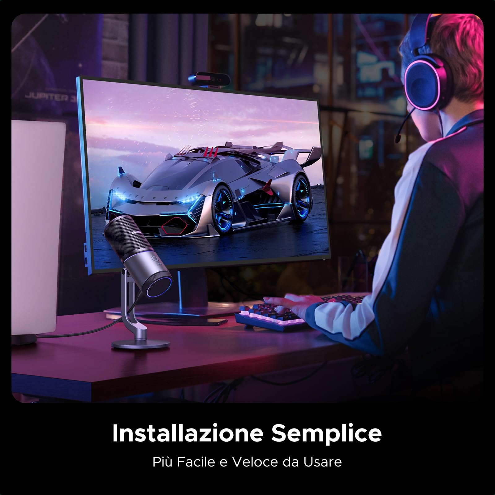 UGREEN Microfono a Condensatore USB 24bit/96kHz Compatibile con PC PS5 per Gioco Streaming Podcast Youtube Registrazione