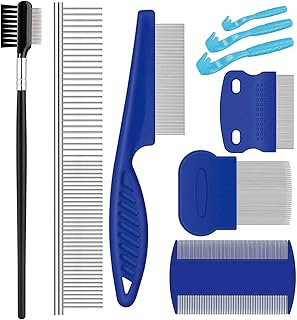 Pet Grooming Comb Kit, Tear Stain Remover Brush, Undercoat Rake for Dogs & Cats, Dematting Tool for Long Haired Dogs Kitte...