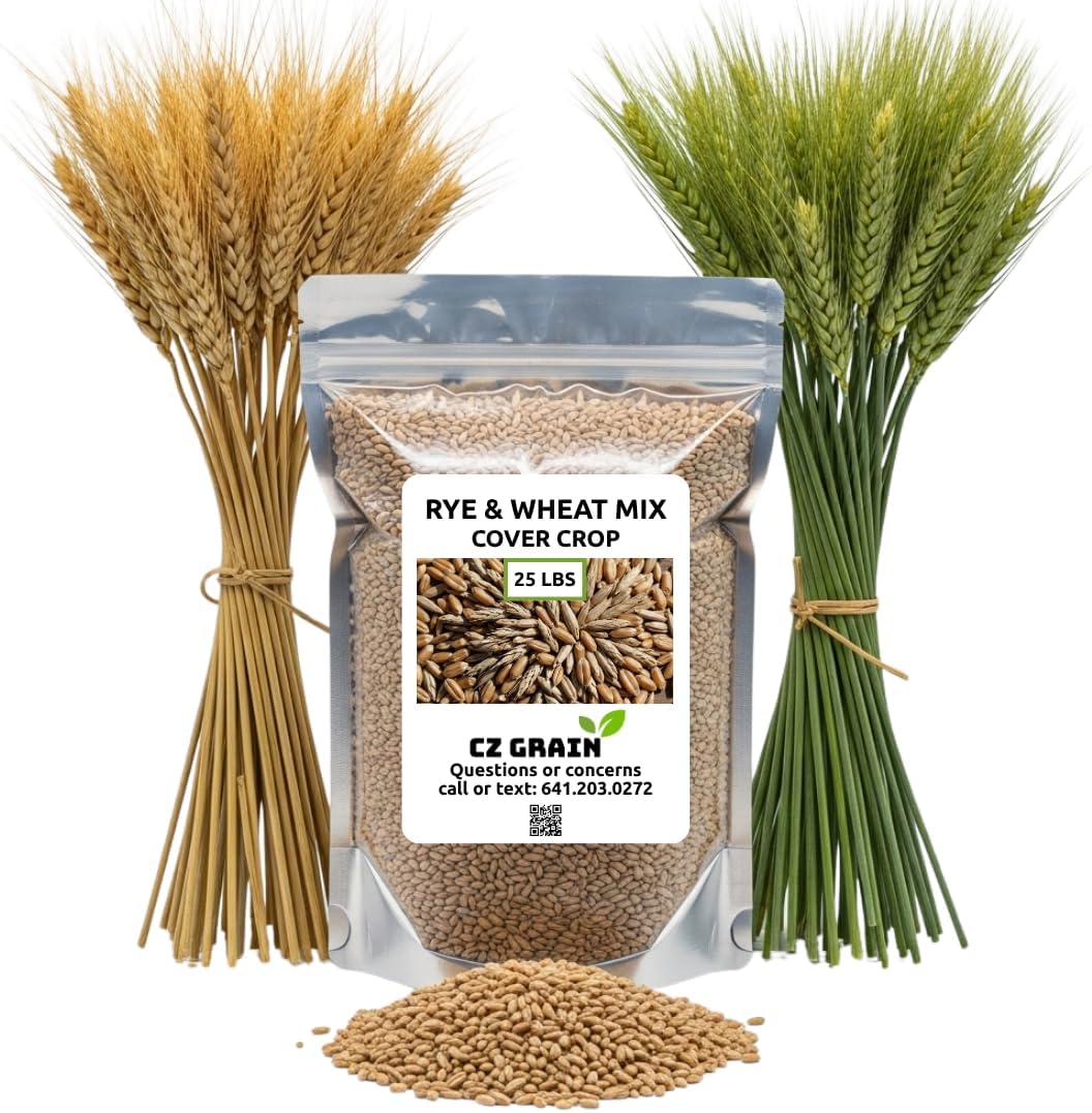 Over Winter Cover Crop Blend - Rye and Wheat Blend - Great for Adding Nutrients, Weed Supression and Building Soil (10 Pounds)