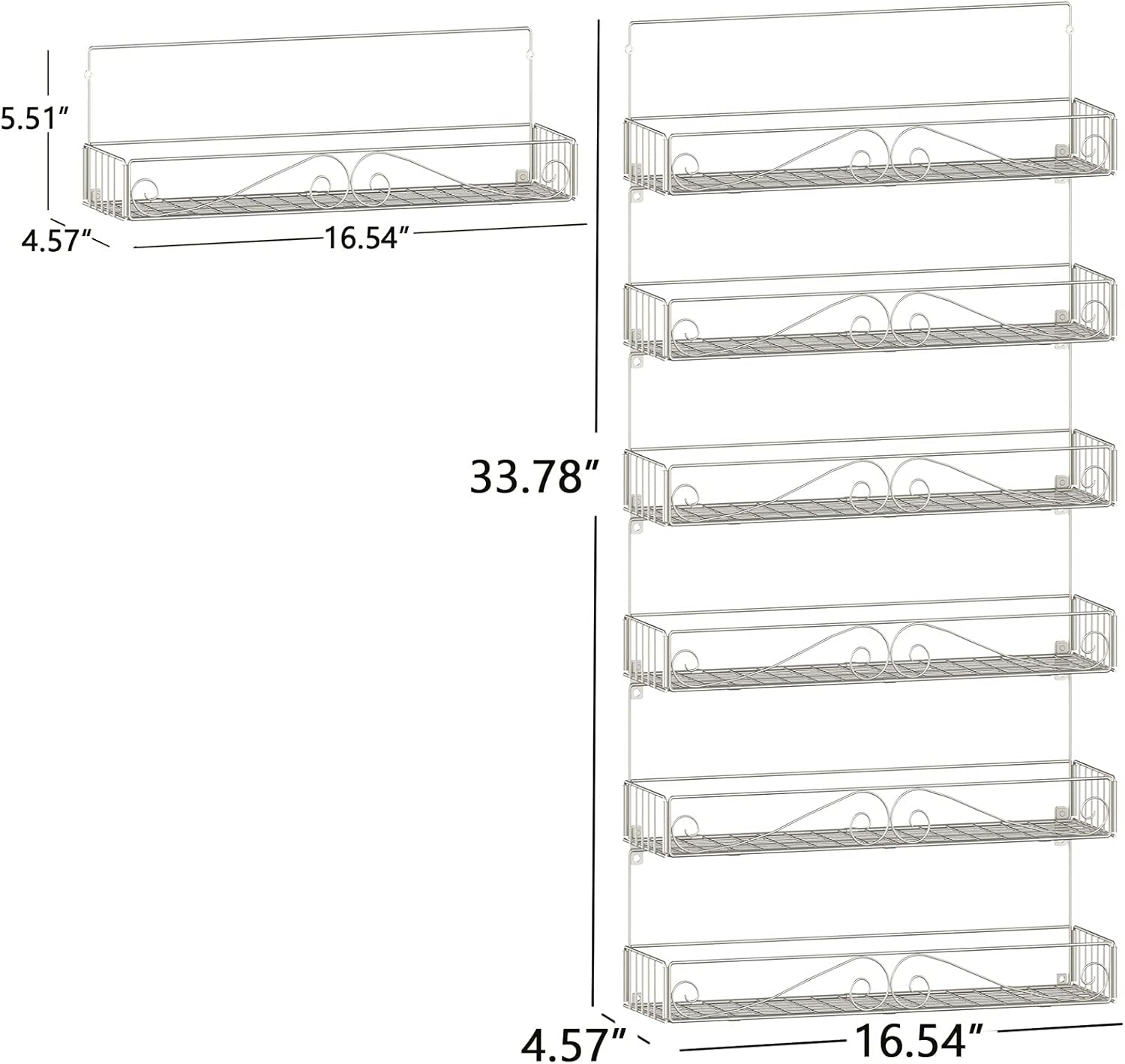 Swommoly 壁取り付けスパイスラック 大容量スパイスラック 積み重ね可能 折りたたみ式オーガナイザー シルバー Lサイズ 調味料 スパイスラック Www Qbusinessmagazine Com
