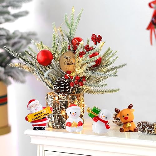 Miniatura 30 de 17 figuras miniatura de Navidad de resina para ocultar Papá Noel, muñeco de nieve, pingüino, reno, árbol de Navidad para mesa de jardín, globo