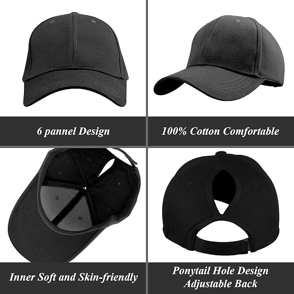 Queue de Cheval Casquette de Baseball, Coton Respirante Ajustable Légère Anti-Soleil, Unisexe Couleur Vintage Messy Casquette Cross Hat - 5