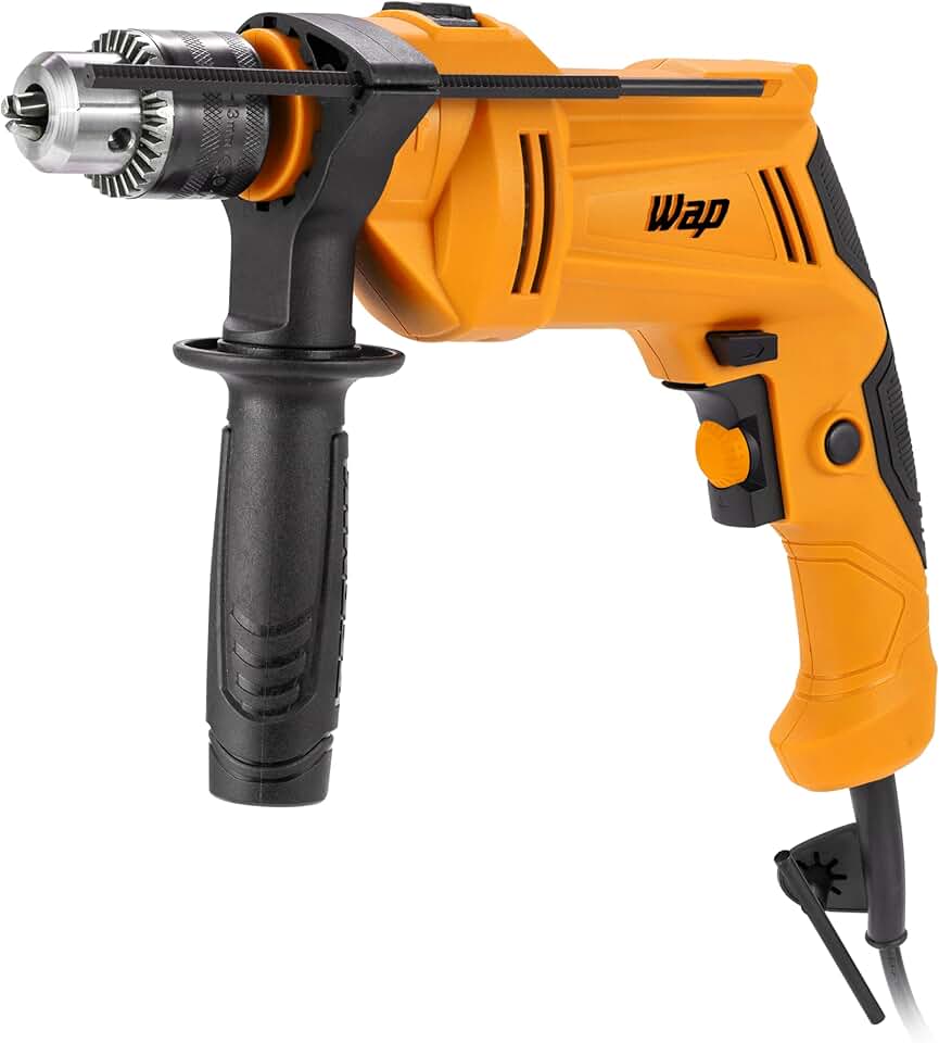 WAP Parafusadeira e Furadeira Impacto 1/2" WF 700 FE13, Limitador de Profundidade e Empunhadeira Auxiliar 40Nm 700W 127V