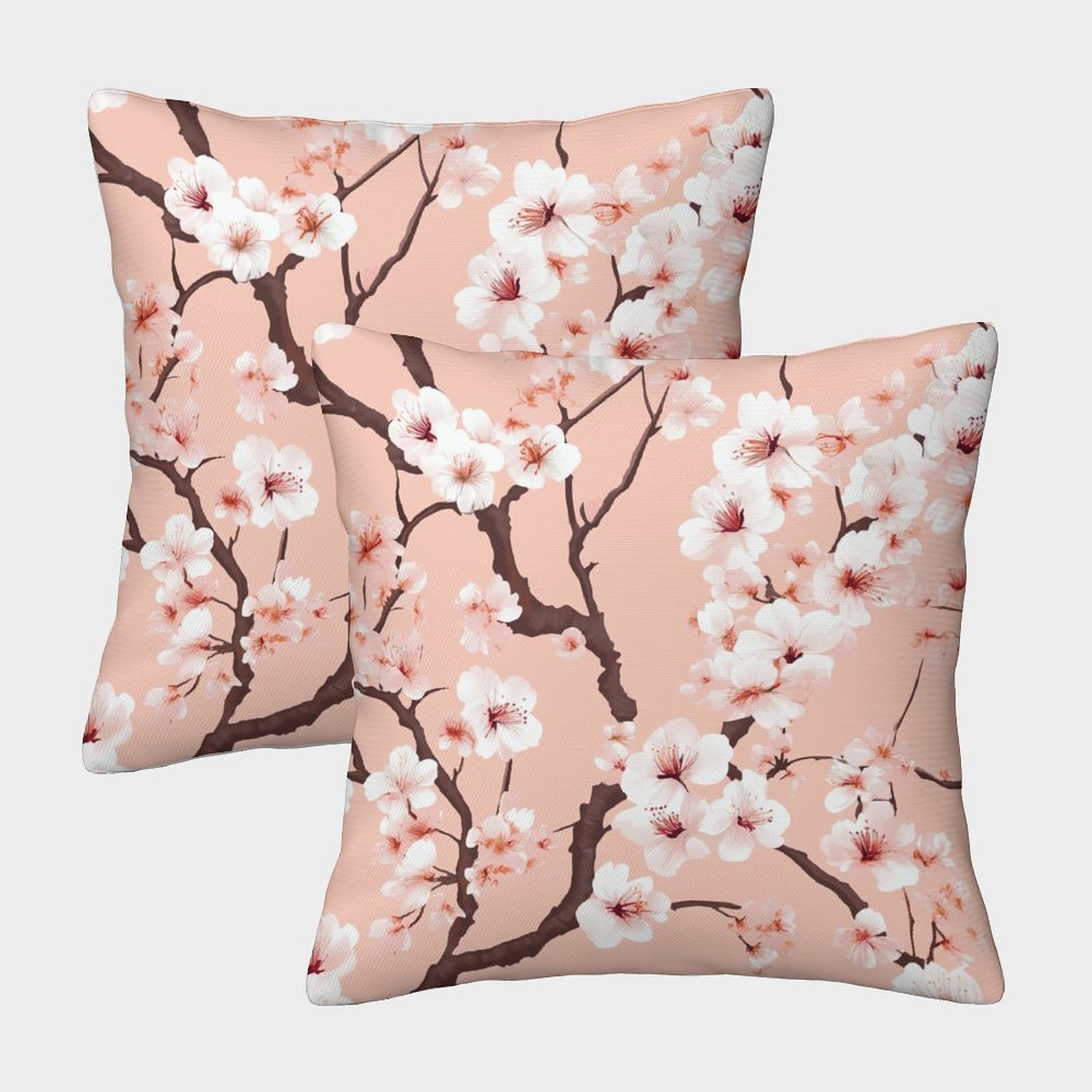 kaiyun 2 Pack Cherry Blossoms,Japanese Style Square Pillow Cover Cushion Cover 40x40cm Suitable for Sofa Bed Chair,3D Pattern