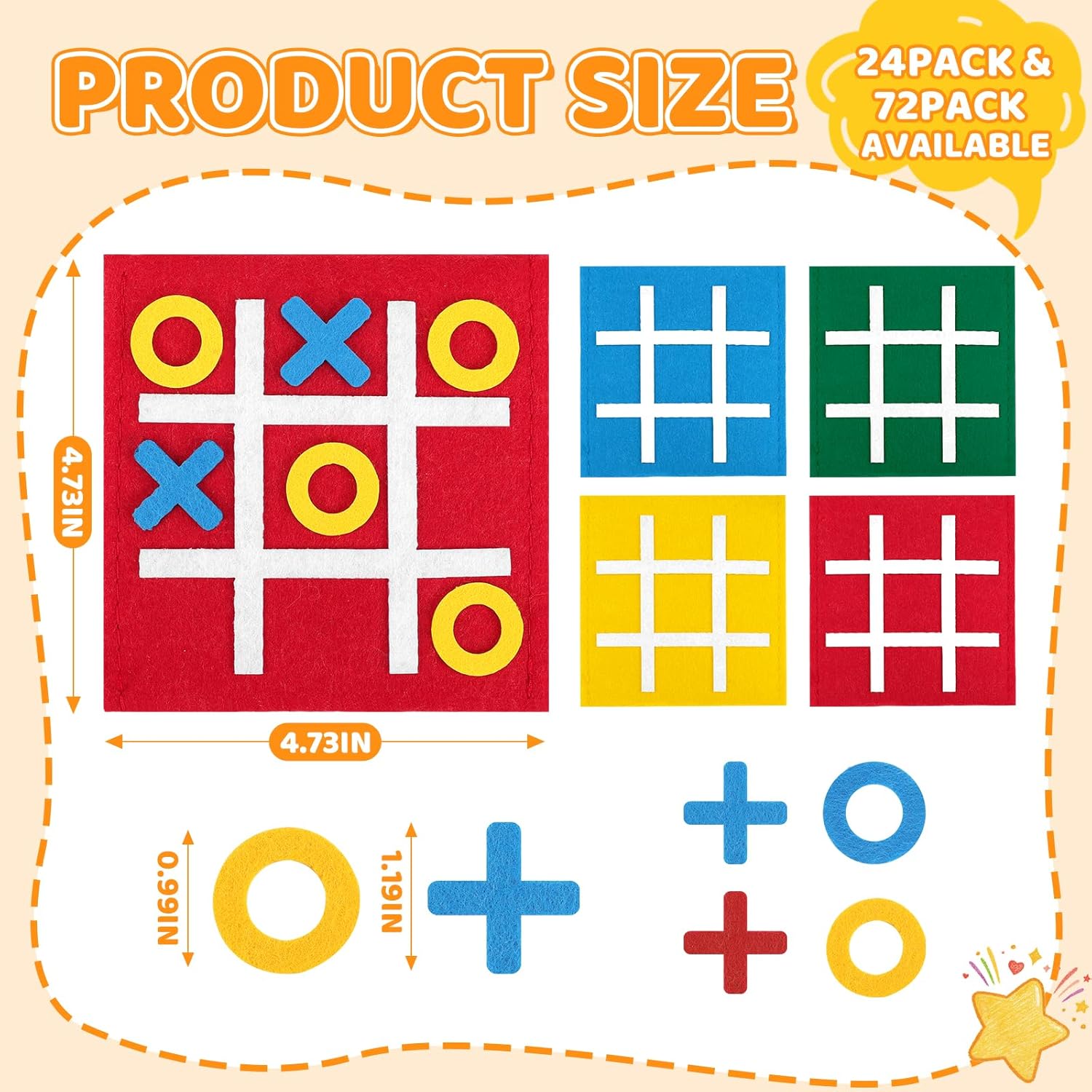 72 Pcs Tic Tac Toe Board Game for Kids and Family, Tic Tac Toe Birthday Party Favors, Easter Goodie Bag Stuffers for Kids, Classroom Prizes Elementary and Mini Games for Travel