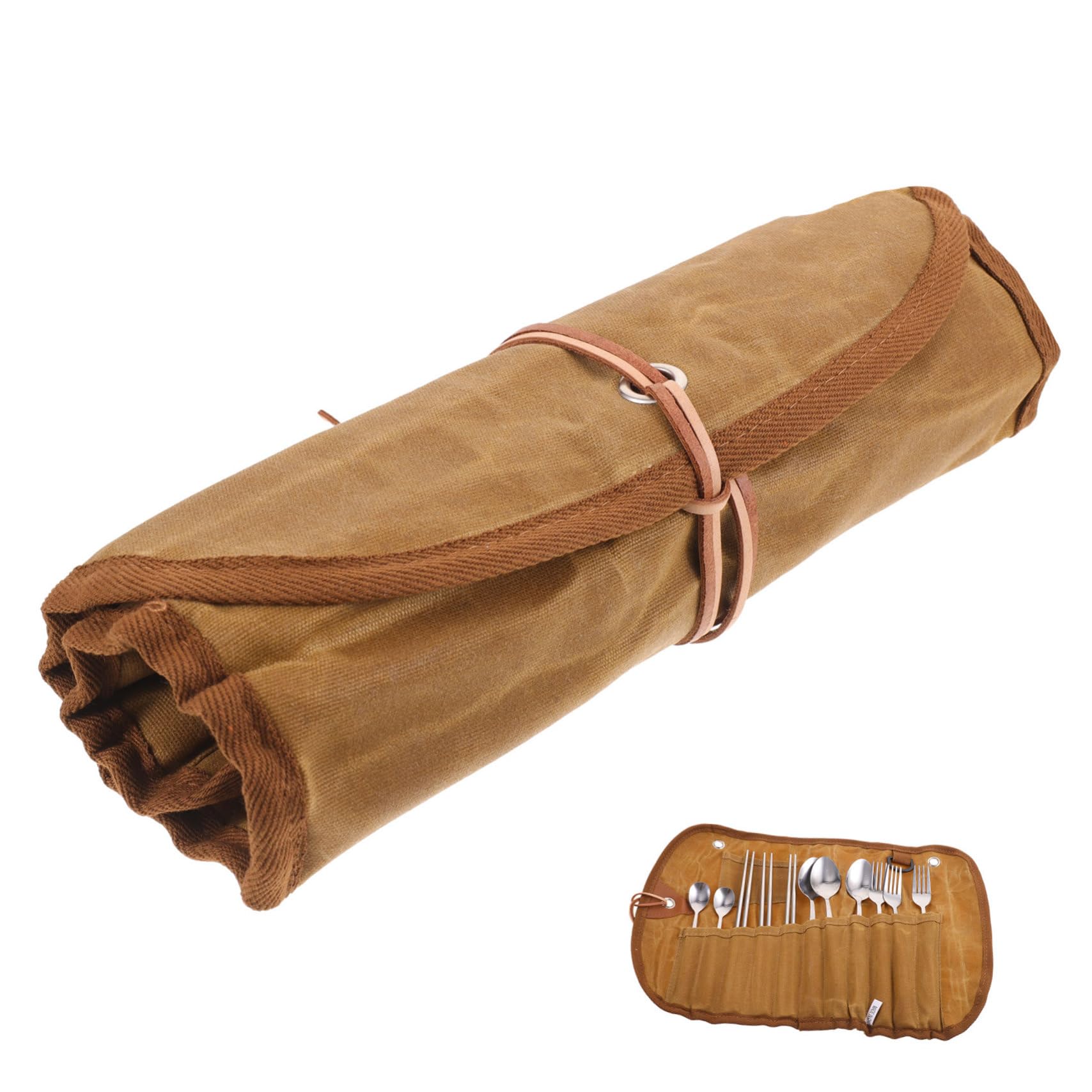SUPVOX Ensemble De Couverts De Camping Léger Et Portable En Nylon Avec Étui De Vaisselle Pliable, Service De Table Compact Pour Pique-niques, Randonnée Et Barbecue En Extérieur