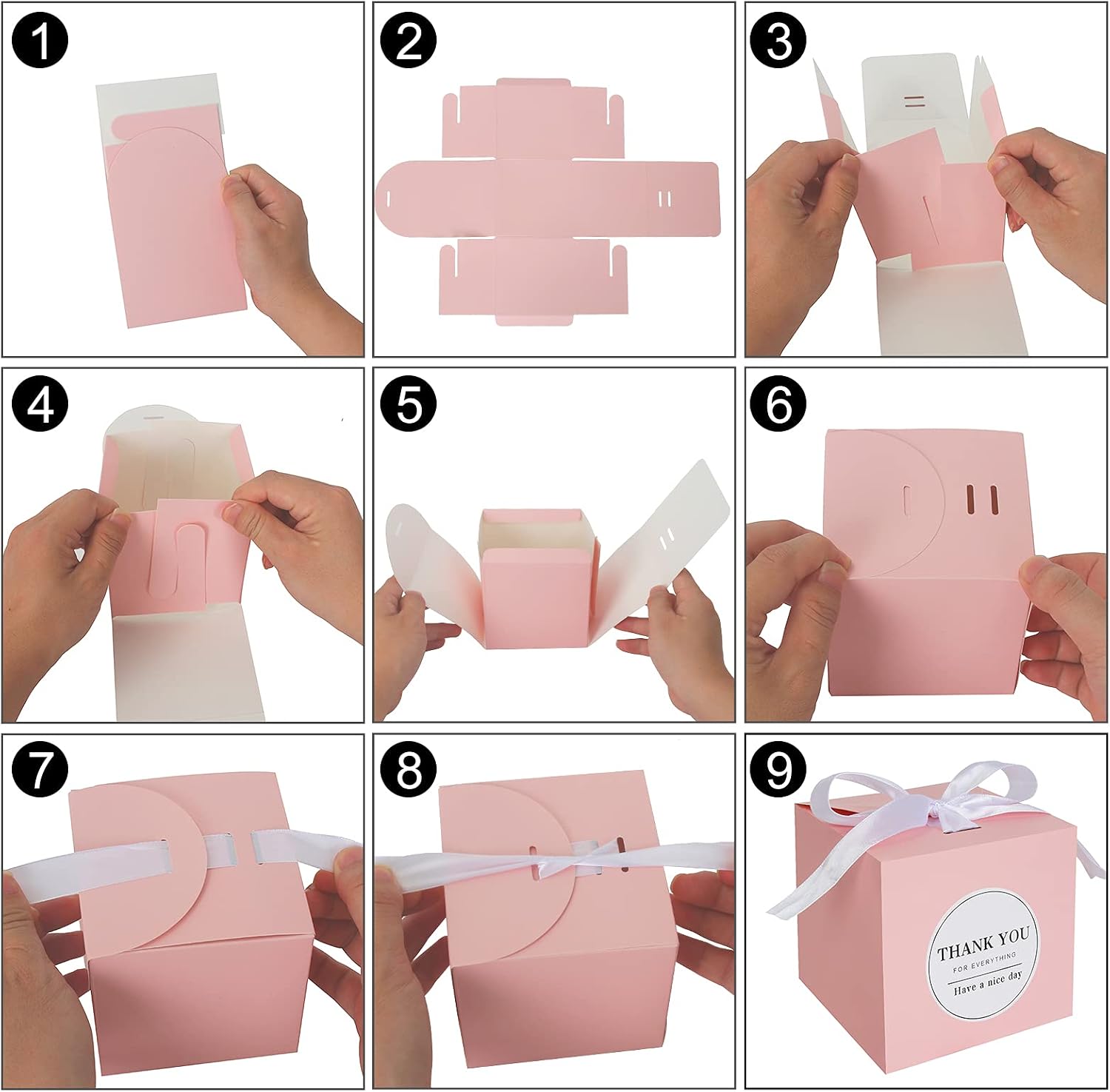COTOPHER Pink Gift Boxes 4x4x4 inches 30 Pack Paper Gift Boxes with Lids for Gifts, Crafting, Wedding Party Favor, Cupcake Boxes, Bridesmaids Proposal Box,Small Gift Boxes with Ribbons and Stickers