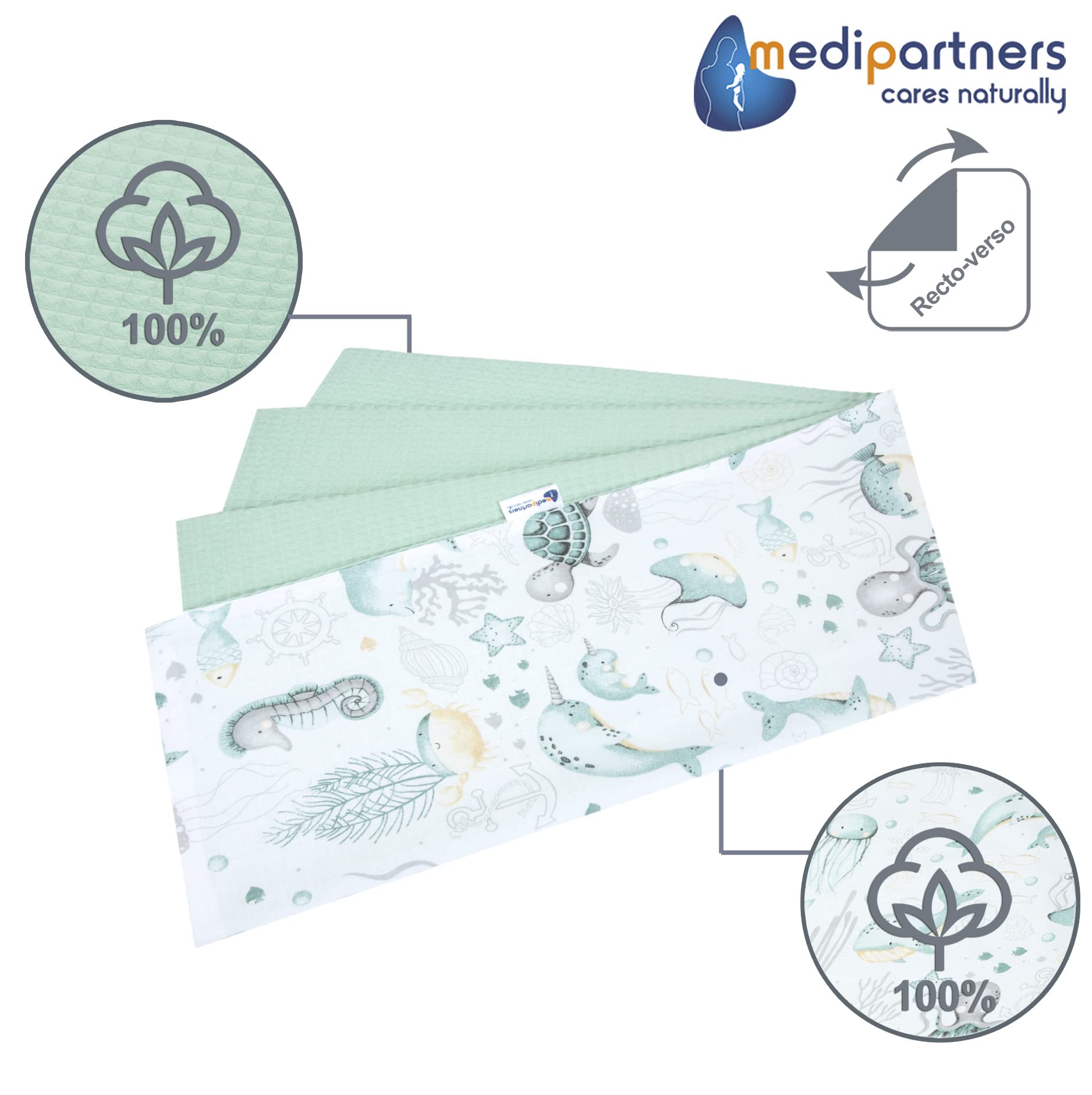 Medi Partners Coperta Per Neonata Copertina Neonato Per Lettino - 100% Cotone 75x100cm Naturale Blanket Neonati Invernale Estate Bifacciale Carrozzina Bambino (Stelle Con Waffle Grigio - 5