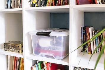 Iris Ohyama Plastic Storage Boxes with Lids, 30L, Set of 6, Transparent