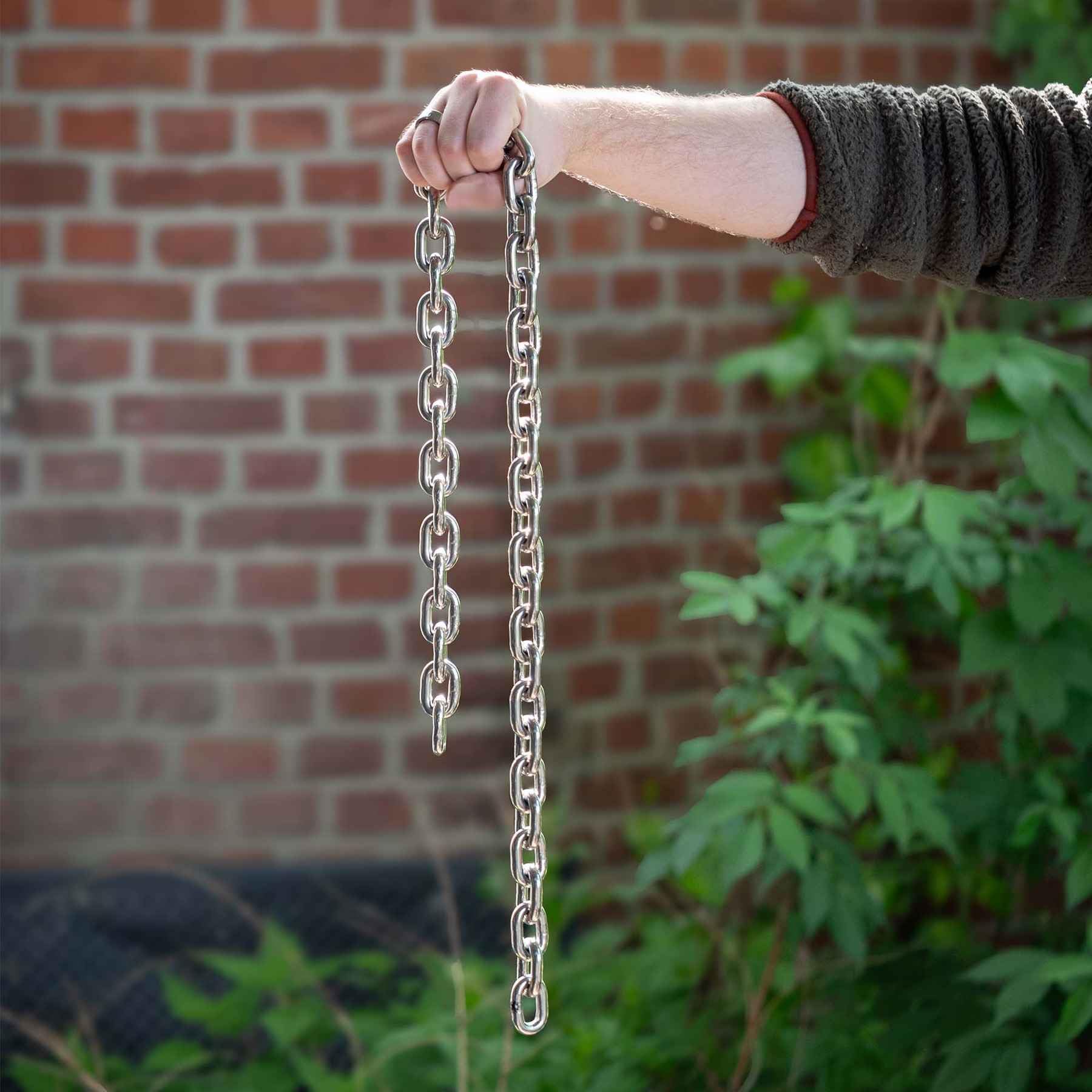 SCREW REBEL 8,0 mm starke Edelstahlkette A4 rostfrei, Gliederkette 3 m lang, kalibriert, Hebekette kurzgliedrig DIN 766, Zugkette, Rundstahlkette V4A mit 3 Meter Länge