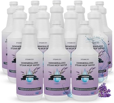 Steam & Go Demineralized Water for Steam Mop Lavender Scent, 32 oz Pack of 12| Scented Floor Cleaner Solution, Ready-to-Use, Compatible with Any Steam Cleaner