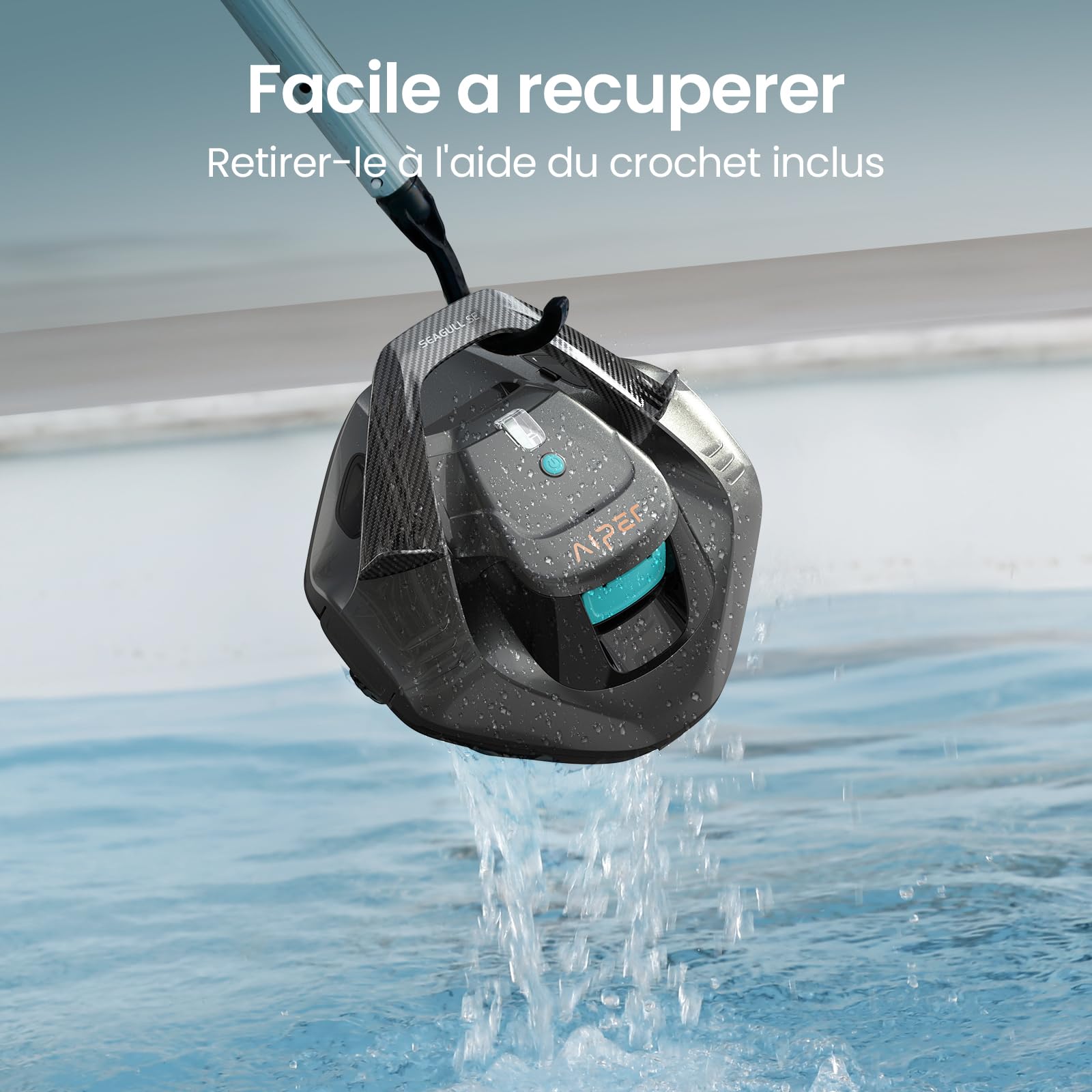 AIPER Robot de Piscine, Aspirateur de Piscine avec 90 Minutes de Fonctionnement, Nettoyeur de Piscine avec Double Moteur D'entraînement, sans Fil, Idéal pour Les Piscines de Moins de 80 Mètres Carrés