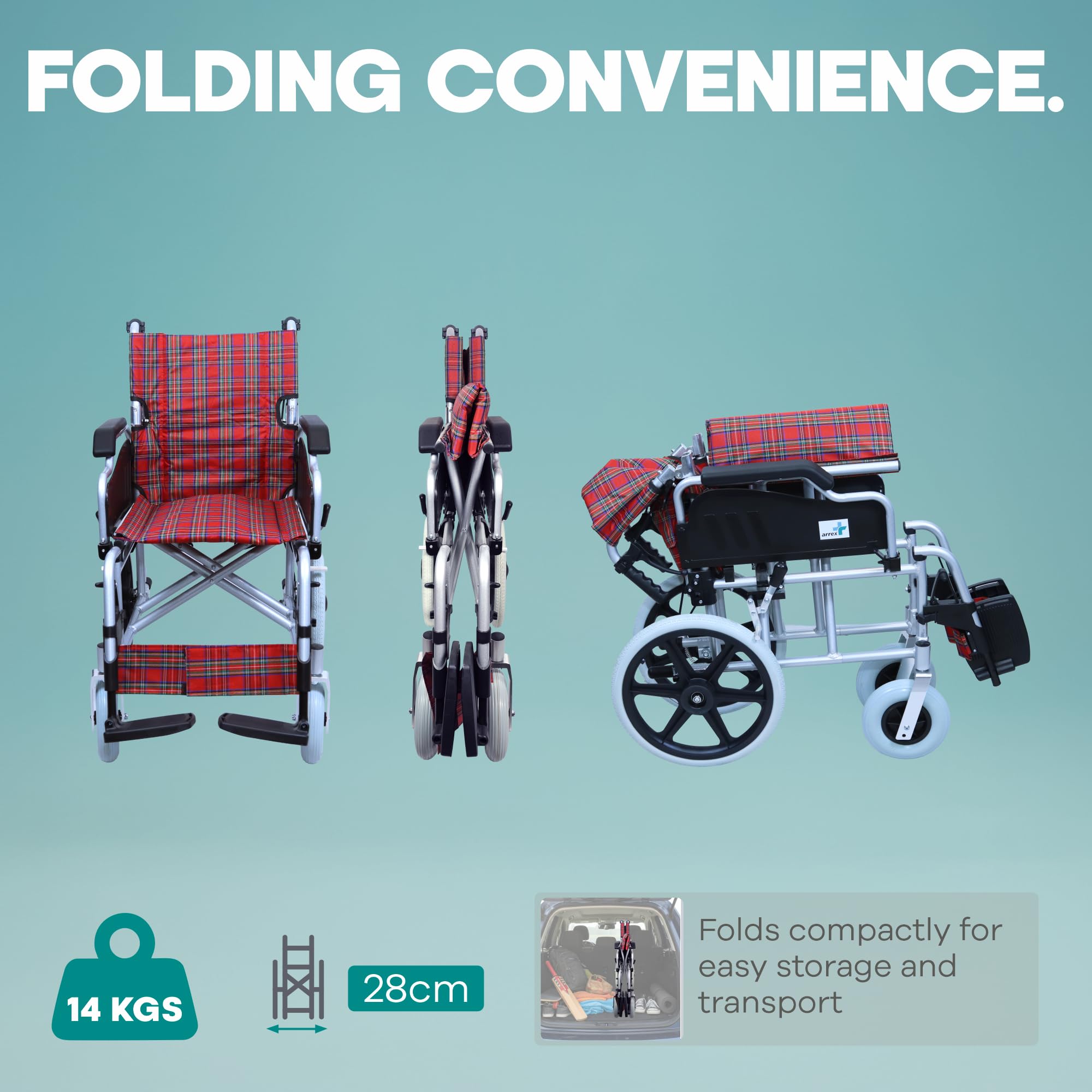 Konrad St1400㎠ Premium Arrex Konrad Lightweight Aluminum Wheelchair – Foldable
