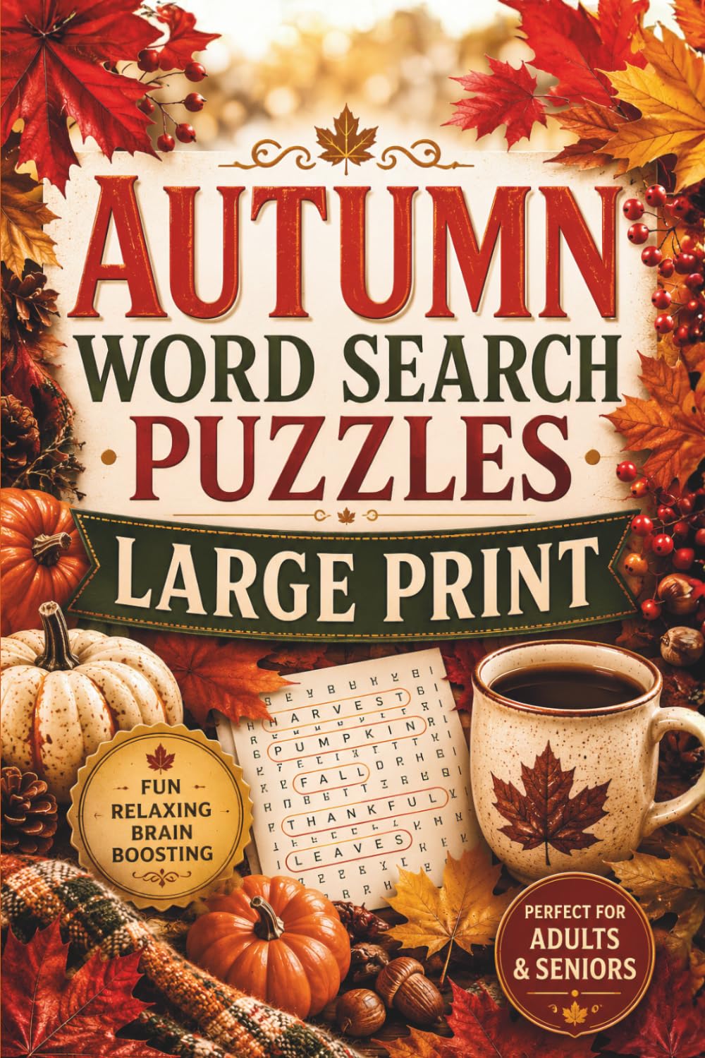 Autumn Word Search Puzzles Large Print: Cozy Autumn Word Search Large Print Puzzle Book for Adults