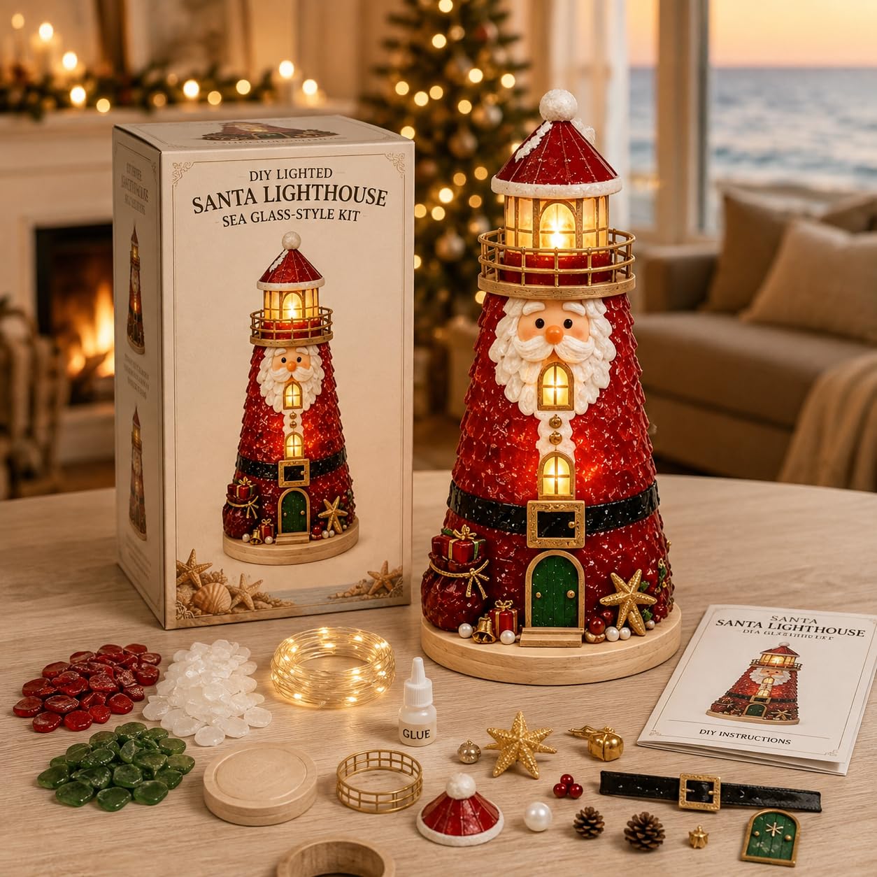Beginner-Friendly DIY Lighted Sea Glass-Style Lighthouse Kit Collection (#14)