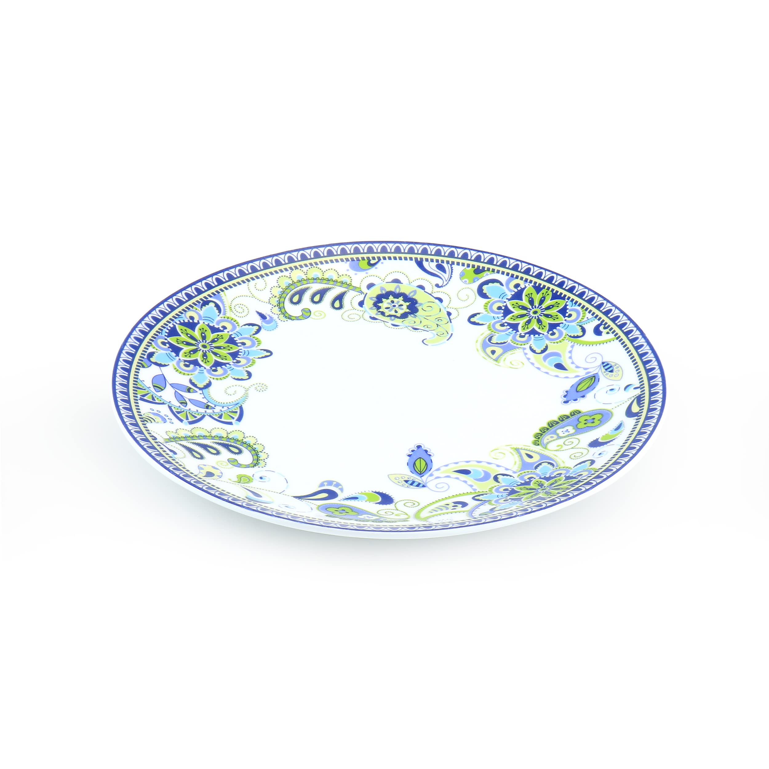 Elama Blue Crush 16-częściowy okrągły porcelanowy zestaw zastawy stołowej Mandala Paisley