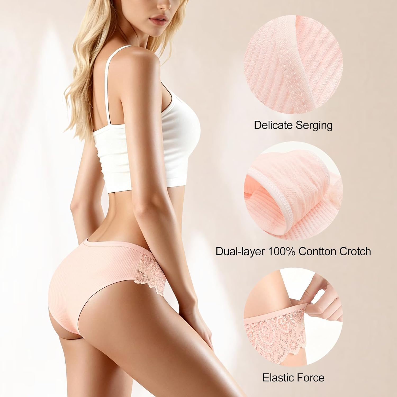 Women's Bikini Panties Women Underwear Lace Cheeky Panties Low Rise Lady Hipster Cotton Panty 5pcs - Image 6