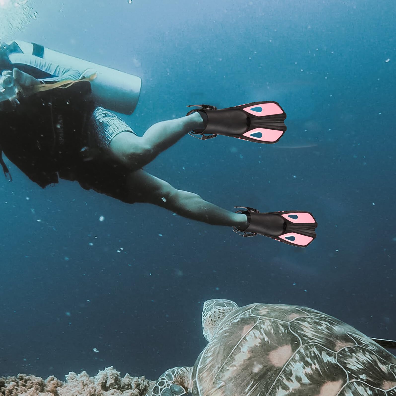 Cabilock Pinne da Immersione Regolabili per Adulti in Gomma Rosa L/xl