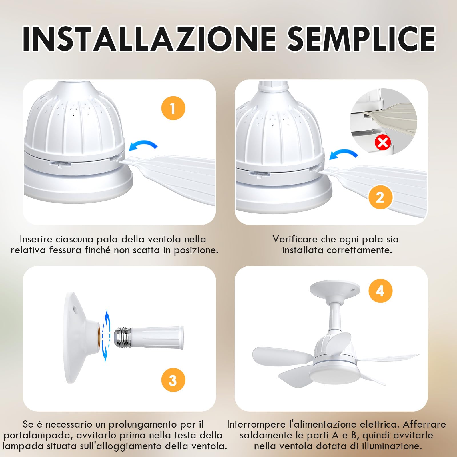Dreamhigh Ventilatore Da Soffitto Con Luce E Telecomando, 18" Ultra Silenzioso, Con Attacco E27, 3 Velocità, Dimmerabile, Per Camera Da Letto E Soggiorno