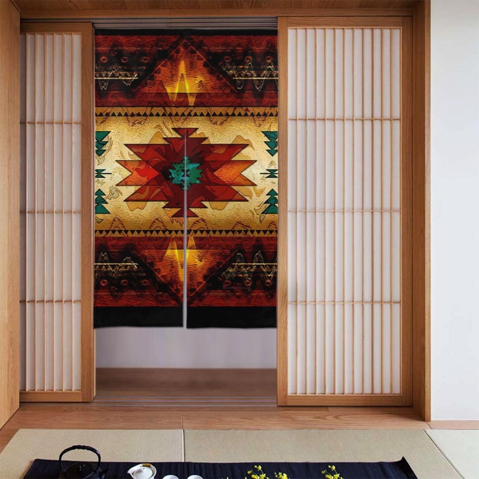 Lukiyys Southwestern Native American Aztec Ethnic Navajo Indian Tribal Door Curtains,Doorways Curtains for Windows,Bedroom Divider 34"X 56"