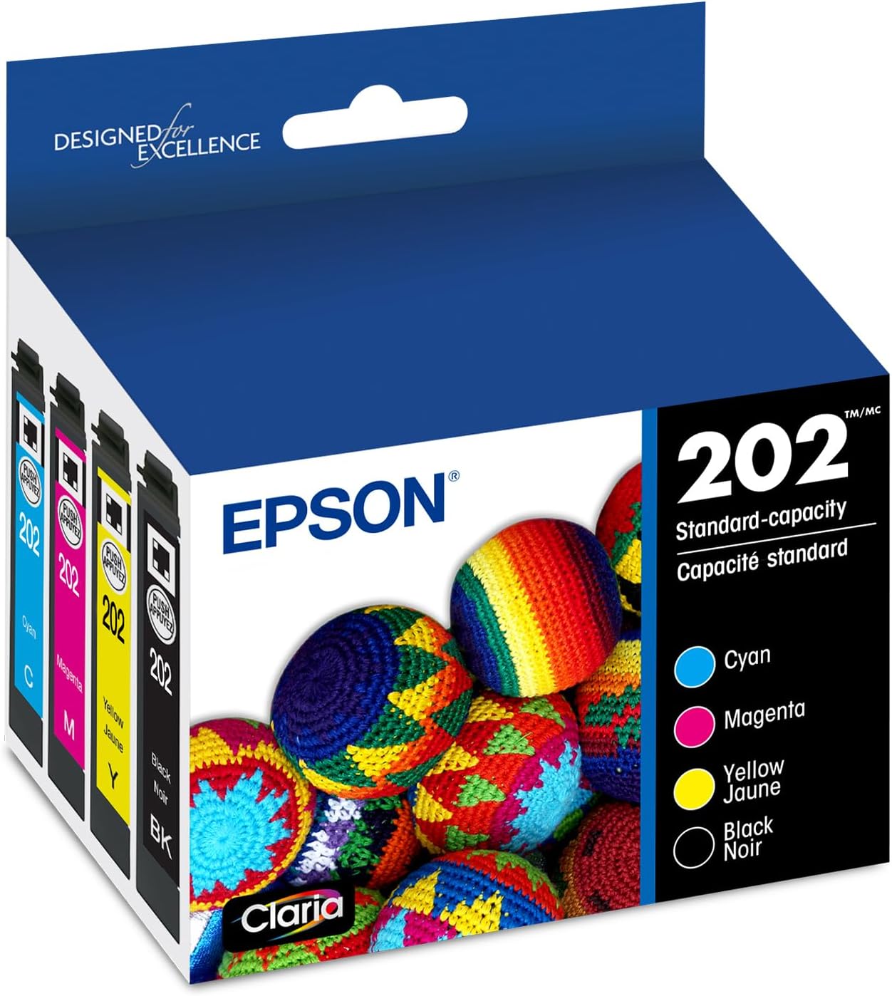 202 Claria Ink Standard Capacity Black & Color Cartridge Combo Pack (T202120-BCS) Works with WorkForce WF-2860, Expression XP-5100