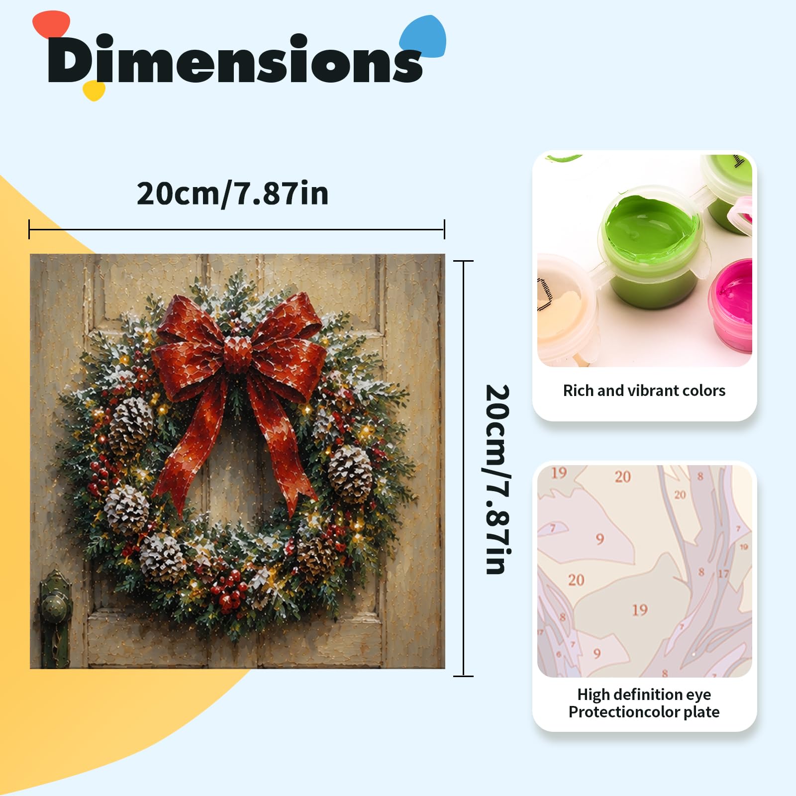 4-pakowy zestaw do kolorowania według numerów na płótnie 20x20 cm DIY