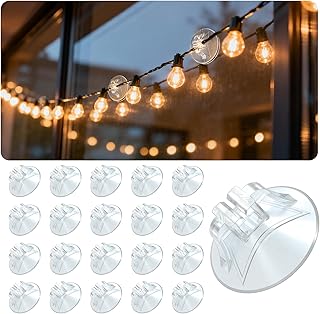 Dalugo Saugnapf mit Kabel-Schlitz, 60 Stück Transparente Saugnäpfe für Fenster, Halloween, Weihnachtsdekorationen, Lichterketten