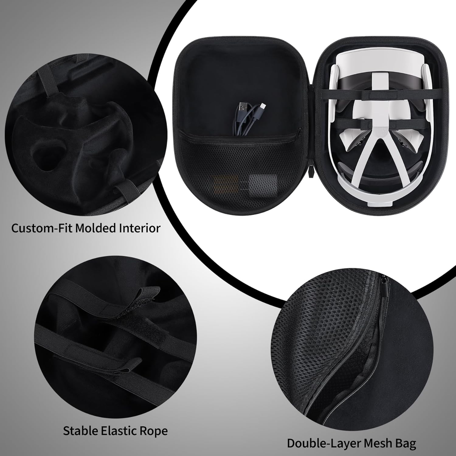 Storage Case Compatible with Meta Quest 3S / Quest 3 / Quest 2 VR Headset and Controller Accessories, Suitable for Travel and Home Storage (Black)