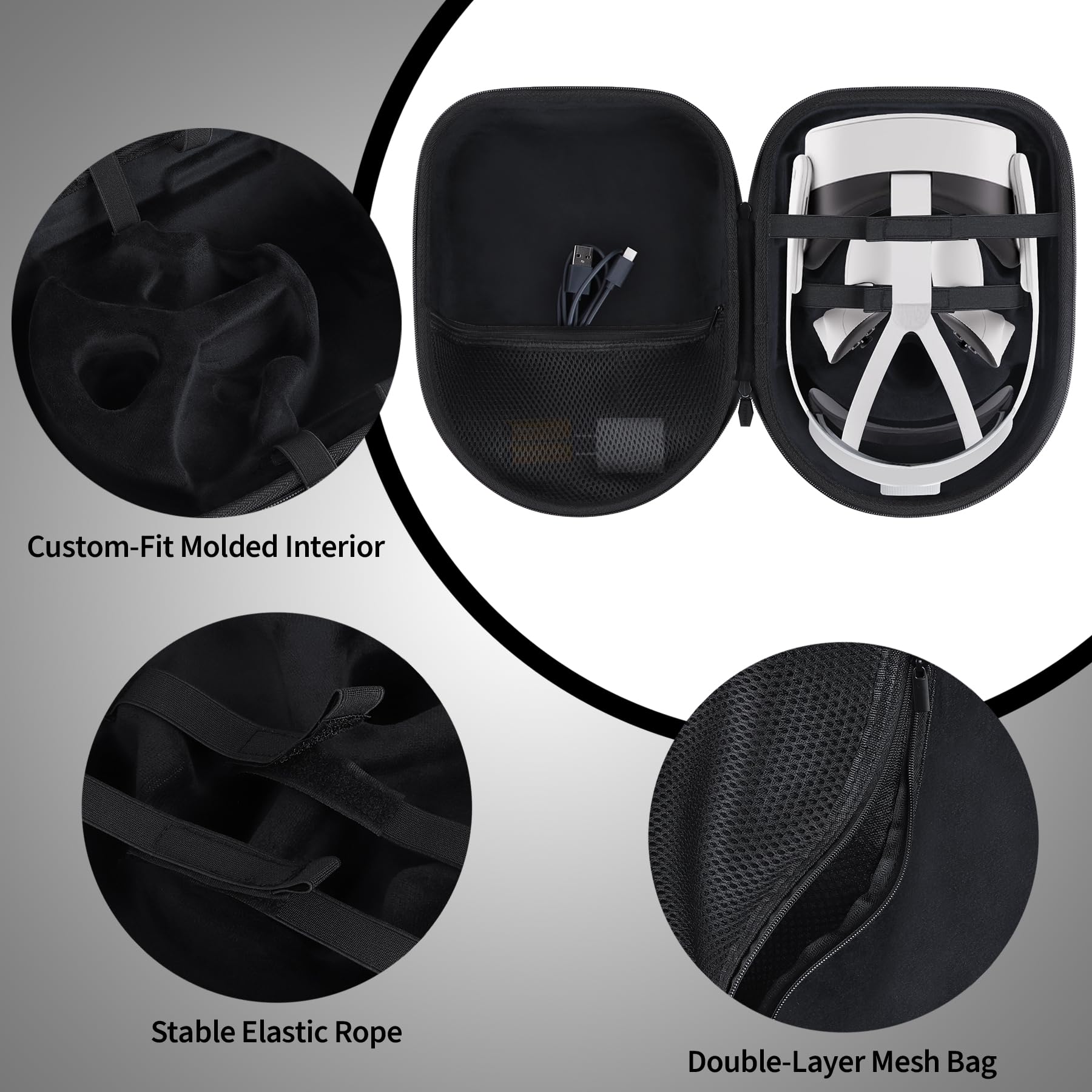 Dur Étui de Protection Compatible avec Meta Quest 2/3/3S Virtual Reality Casque et Accessoires de Contrôleur (Noir)