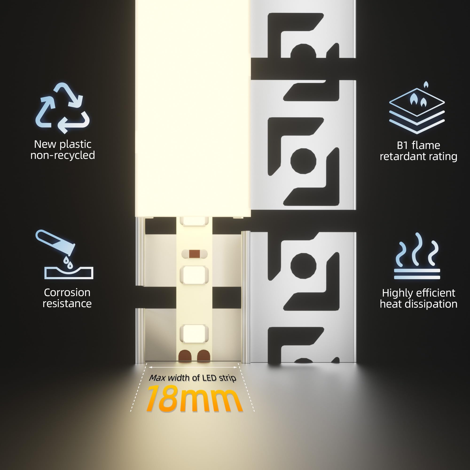 Profilo flessibile per cartongesso, 2 m × 20, in alluminio, per cartongesso, 40 x 12,5 mm, per soffitto e parete, profilo di montaggio per strisce LED fino a 18 mm, linea guida ideale per curve