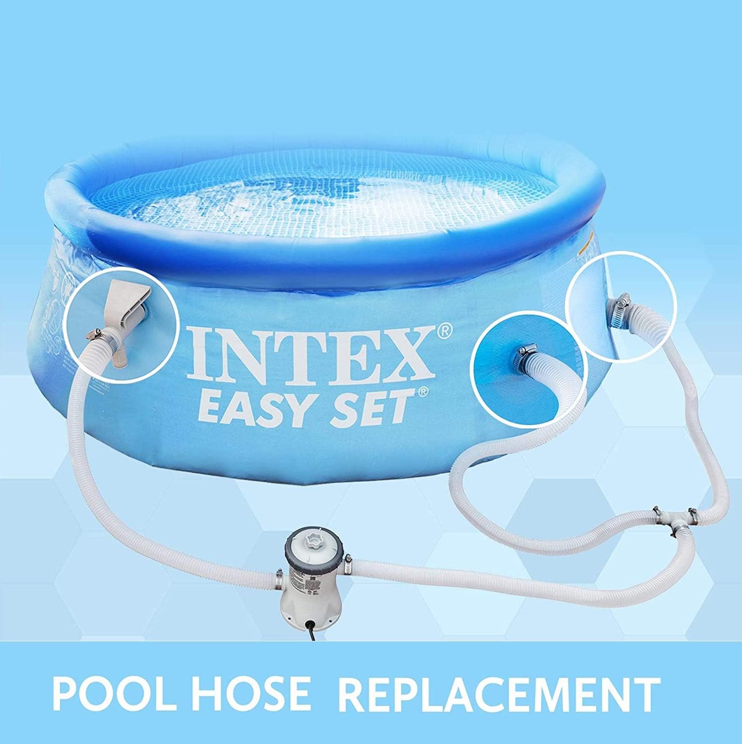 Replacement Hose For Above Ground Pools [Set of 2] 1.25" Diameter Accessory Pool Pump Replacement Hose 59” Long - Filter Pump Hose For Intex Pump Models #607 #637. Bundled With 4 SEWANTA Metal Clamps : Patio, Lawn & Garden