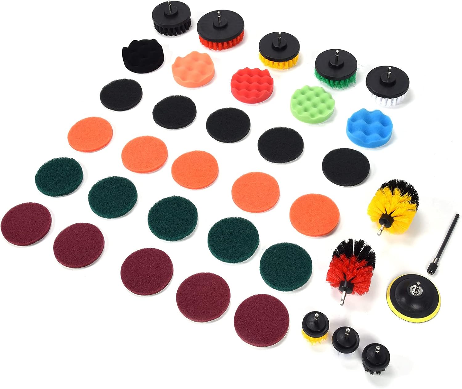 37PCS Drill Brush Attachments Set Scrub Pads and Sponge Power Scrubber Brush Polishing Pad for Home T Set Includes 10pcs Drill KitDrill AttachmentScrubbing