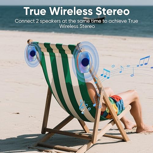 Miniatura 5 de Altavoz Bluetooth, altavoz compacto y portátil para senderismo, compatible con tarjeta TFUSBAUX, sonido estéreo HD fuerte, campamento, piscina y