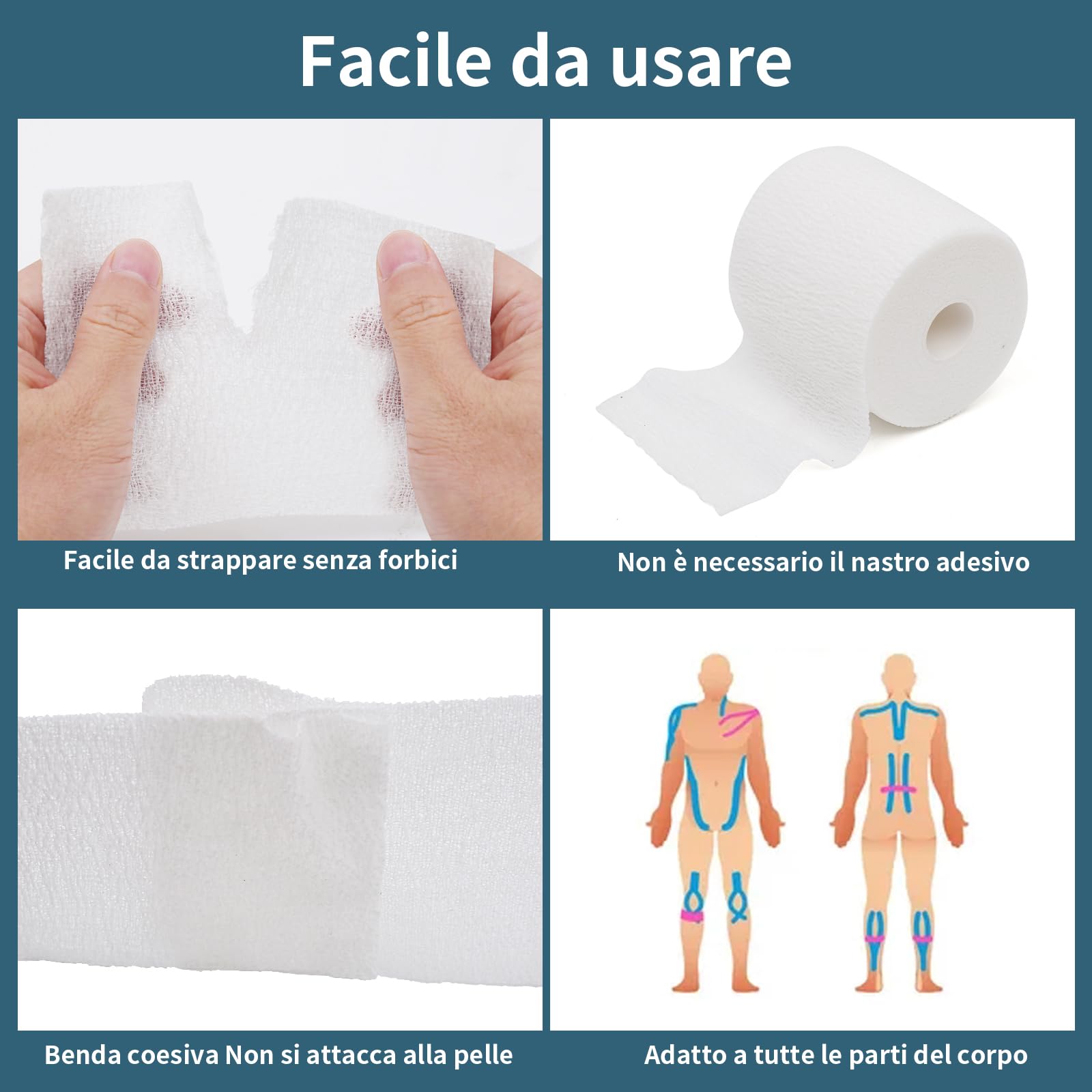 2 Rotoli Benda Elastica Coesiva 20 Metri x 10CM Bende Elastiche per Bendaggio Fissaggio Mdicazione Fratture Leggere