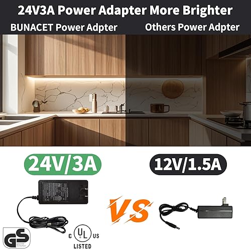 Miniatura 3 de COB - Tira de luz LED de 80 pies78.7 ft (2 rollos de 40 pies), blanco cálido, regulable, 3000 K, CRI de alto lumen 90+ con adaptador de corriente de