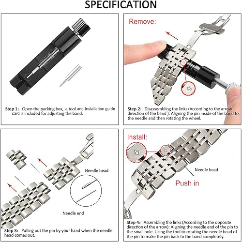 Miniatura 7 de Correa compatible con Samsung Gear S3 Galaxy Watch de 1.81 pulgadas Galaxy Watch 3 de 1.772 pulgadas, 7 filas de acero inoxidable de repuesto para