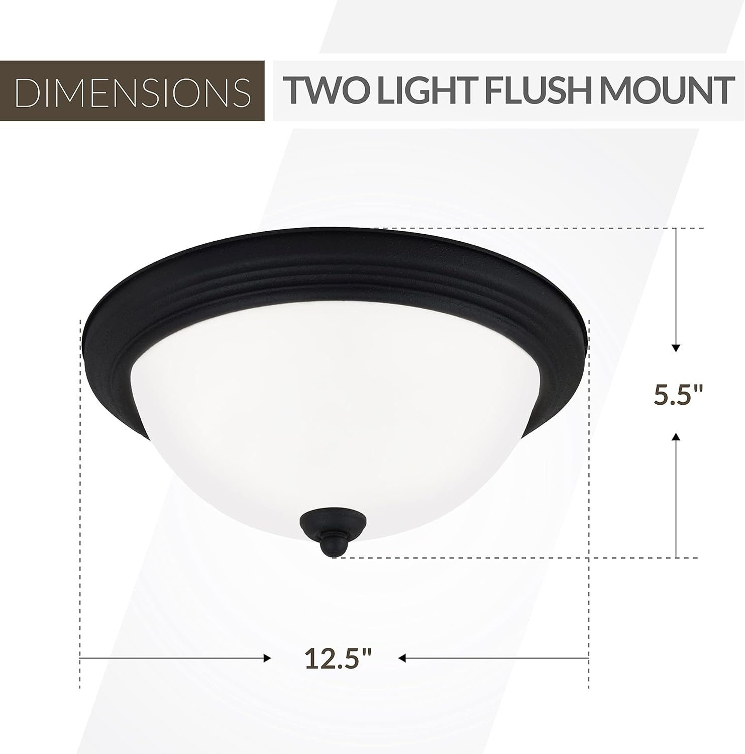 Generation Lighting 2-Light Geary Transitional Flush Mount Ceiling Lamp Midnight Black 77064-112, Ceiling Light Fixture for Home Decor, Ceiling Mount Light for Bedroom, Kitchen, Living Room Decor
