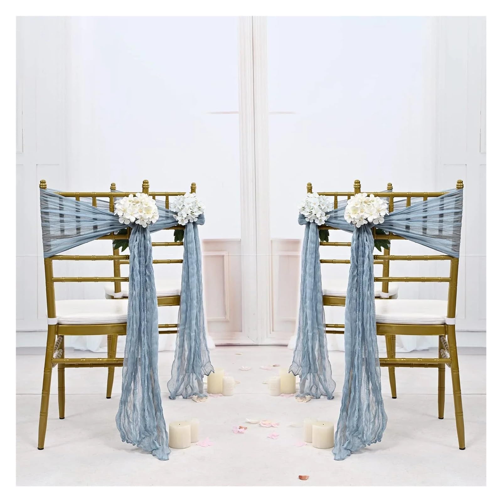 Stuhlschleifen 30 STÜCKE 30x275 cm Hochzeit Salbei grün Stuhl Schärpen Dekoration Gaze Käsetuch Stuhl Schleife Stuhlhusse for Empfang Party(30PCS Sage)