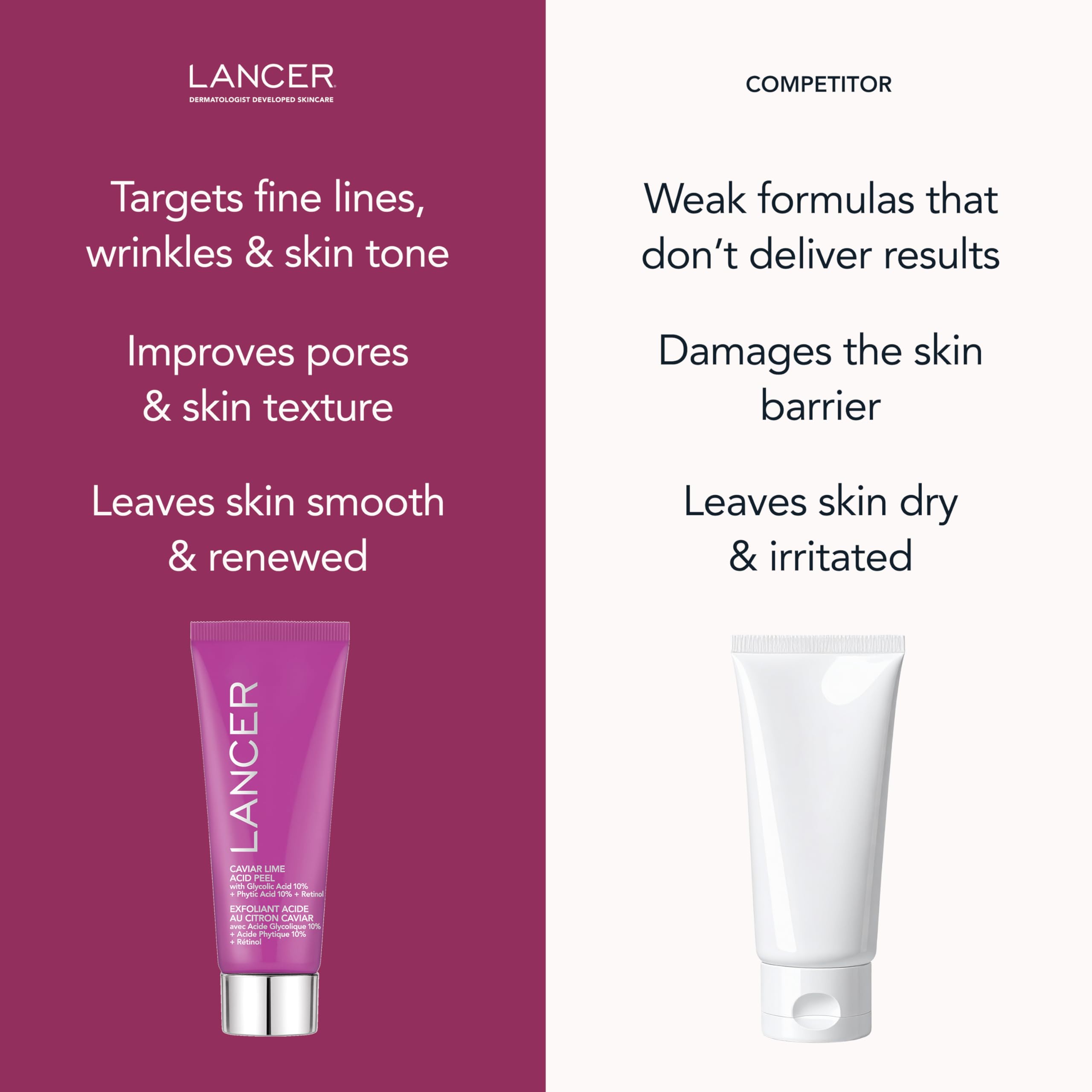 Lancer Skincare Caviar Lime Acid Peel On the Go, Retinol Facial Chemical Peel with Brightening Glycolic Acid, Travel Size, 0.5 Fluid Ounces