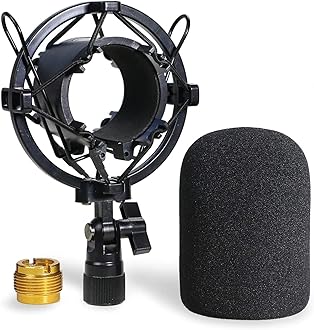 AT2020 Shock Mount with Pop Filter - Foam Windscreen with Microphone Shockmount Reduces Vibration Noise and Blocks Out Plosives for Audio Technica AT2020 AT2035 ATR2500 Condenser Mic by YOUSHARES