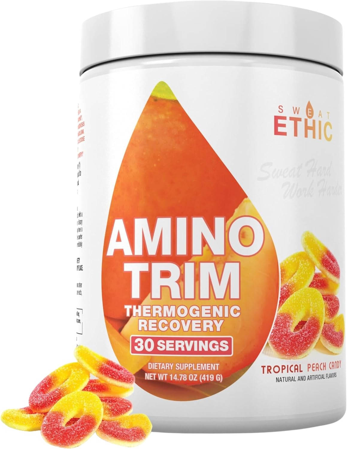 Sweat Ethic Amino Trim, Pre Workout Powder with Amino Acids for Men & Women, 7.5 G EAAS with Electrolytes for Hydration & Energy, Stimulant Free, Sugar Free, Strawberry Kiwi Flavor, 30 Servings