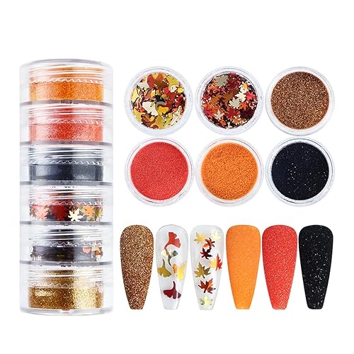 XIELIME Fall Nail Glitters 3D Gold Maple Leaf Nail Sequins