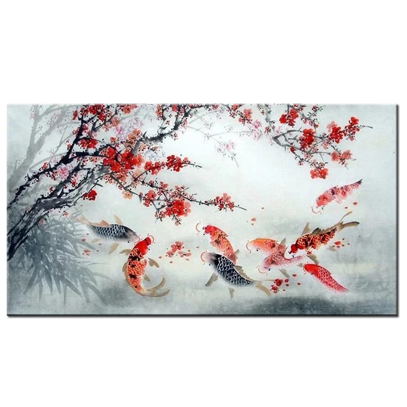 Peinture diamant poisson koi kit complet anti stress grand format décoration murale adulte