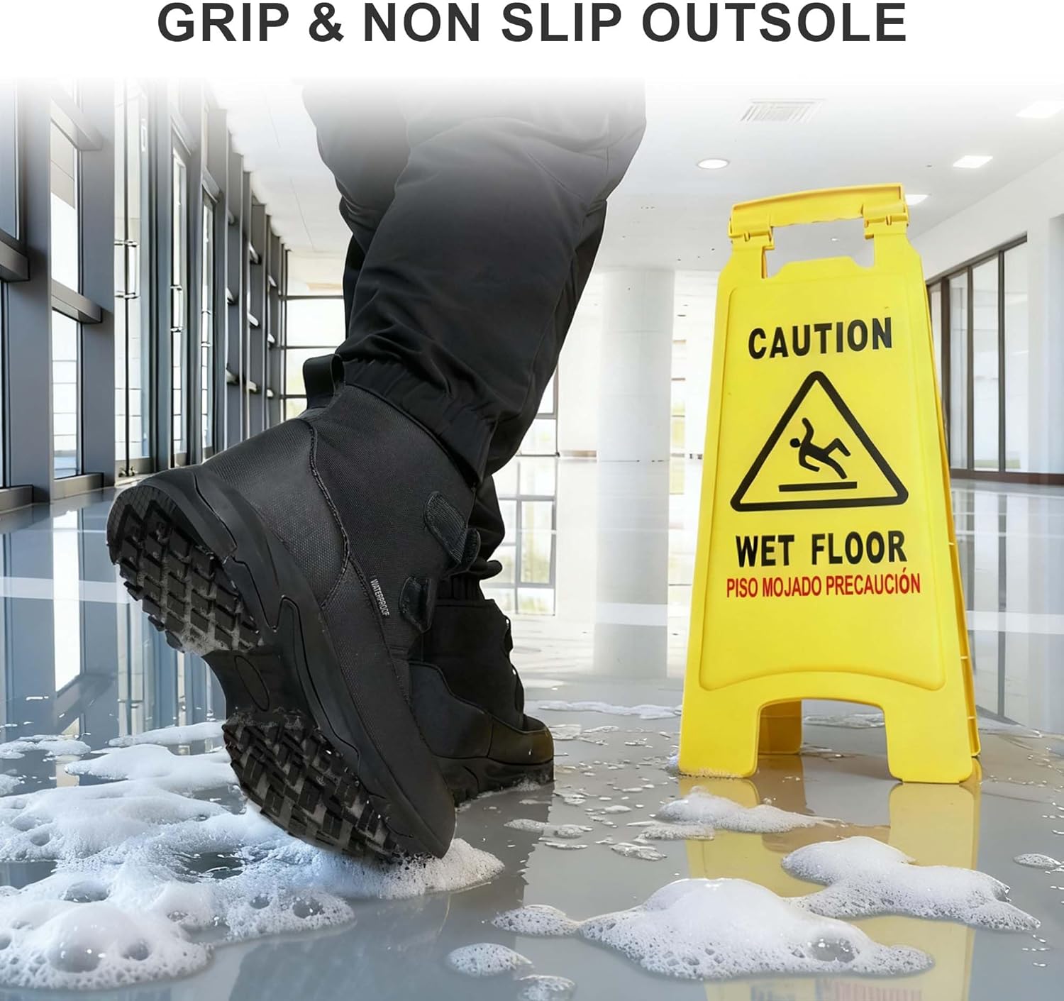 Men's Winter Waterproof Snow Boots Warm Slip On Mid-Calf Booties Non-Slip Work Boots Lightweight Outdoor Athletic Diabetic Boots - Image 5