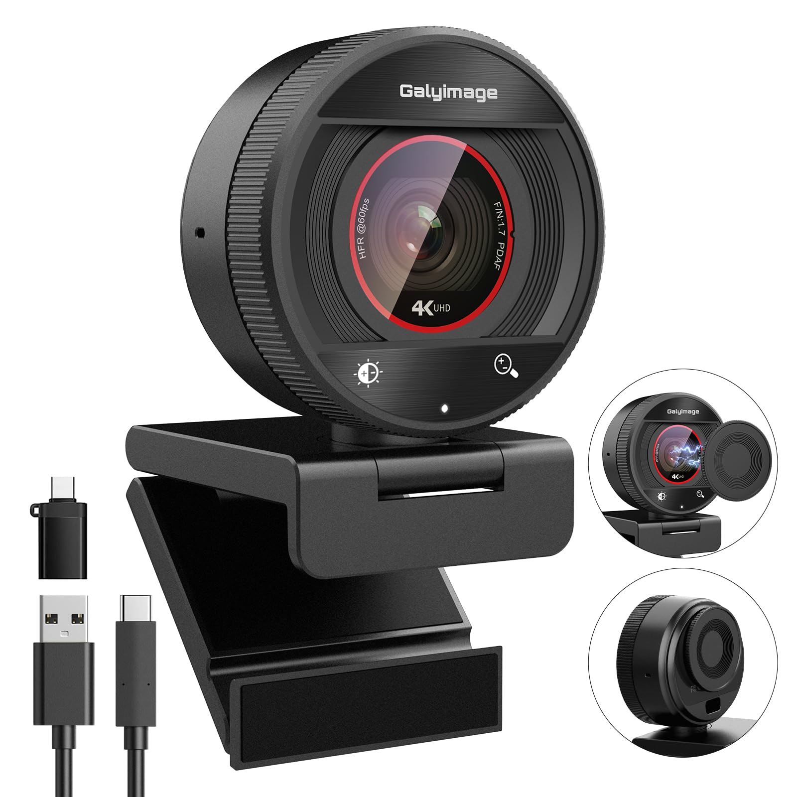 4K Webcam with Microphone for PC Laptop 1080P@60fps Web Cam with Privacy Cover for Streaming with PDAF 8X Digital Zoom for Desktop Camera for Mac Windows USB Web Cam for Teams/Twitch/Zoom/Meeting-image-23