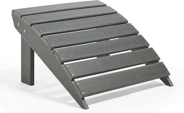 VonHaus Wood-Effect Garden Footstool, Adirondack Footstool, UV Resistant Garden Furniture