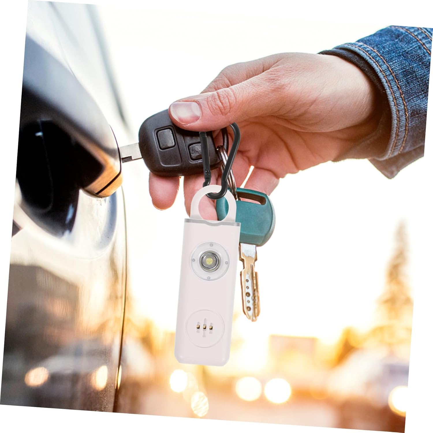 Homoyoyo Plastic Keychain Personal Protection Alarm Stainless Steel White Keychain