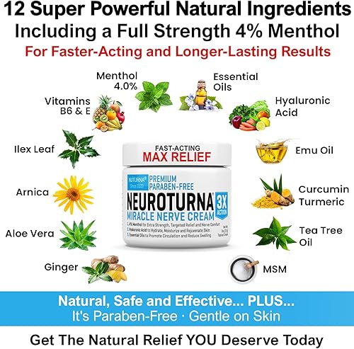 Miniatura 5 de Crema de alivio de nervios neuropatía  Crema de alta calidad para alivio específico y comodidad nerviosa calmante  Máxima fuerza con 4% de mentol,