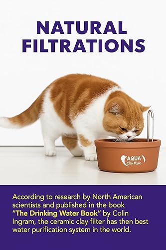 Miniatura 6 de AMICUS - Aqua Clay Basic - Fuente de agua para gatos - Dispensador automático de cuencos para perros, gatos, mascotas y animales pequeños - Cuencos
